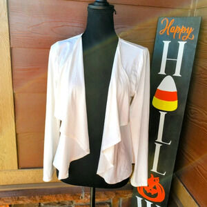 new covington petite women's white open front cardigan size large